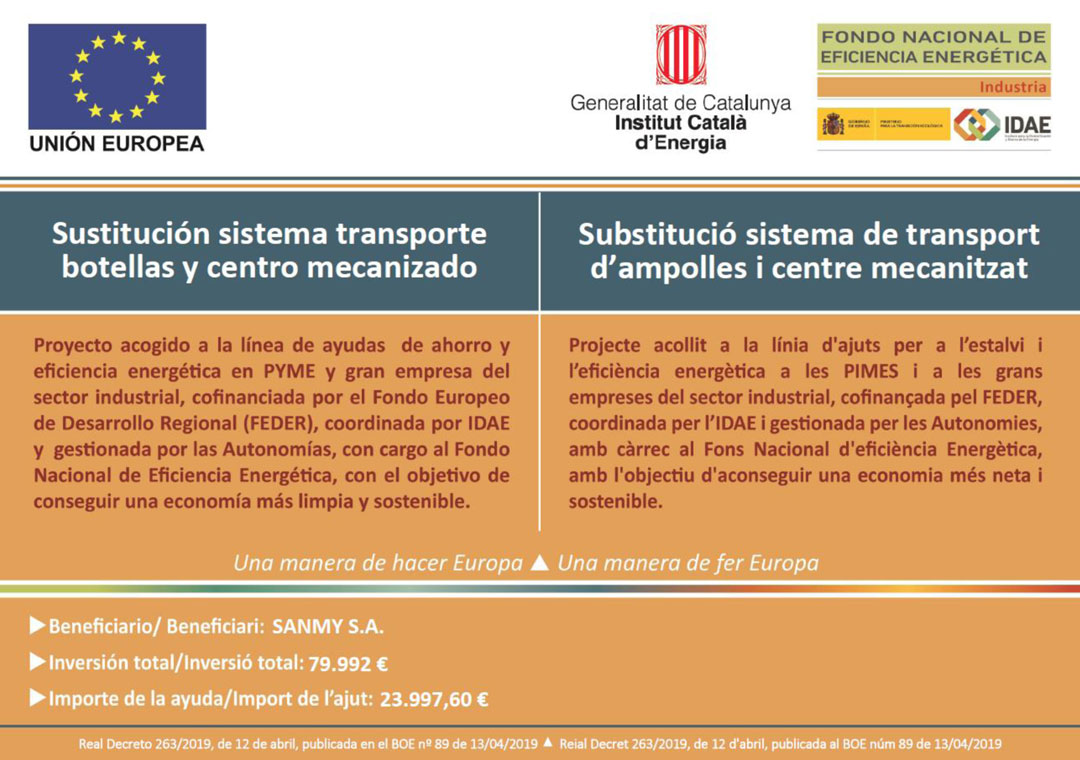 Sustitución sistema transporte botellas y centro mecanizado