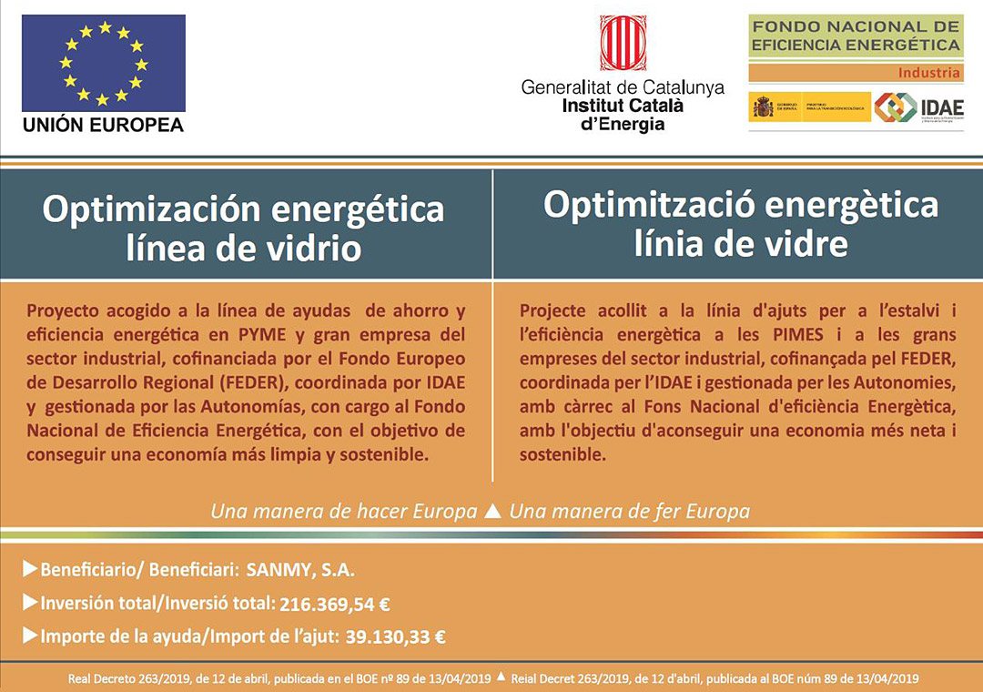 Optimització energètica línia de vidrie